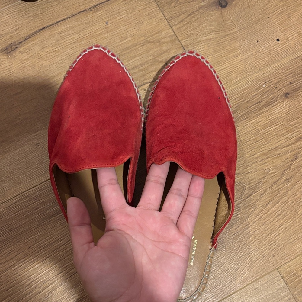 NWT red suede mules